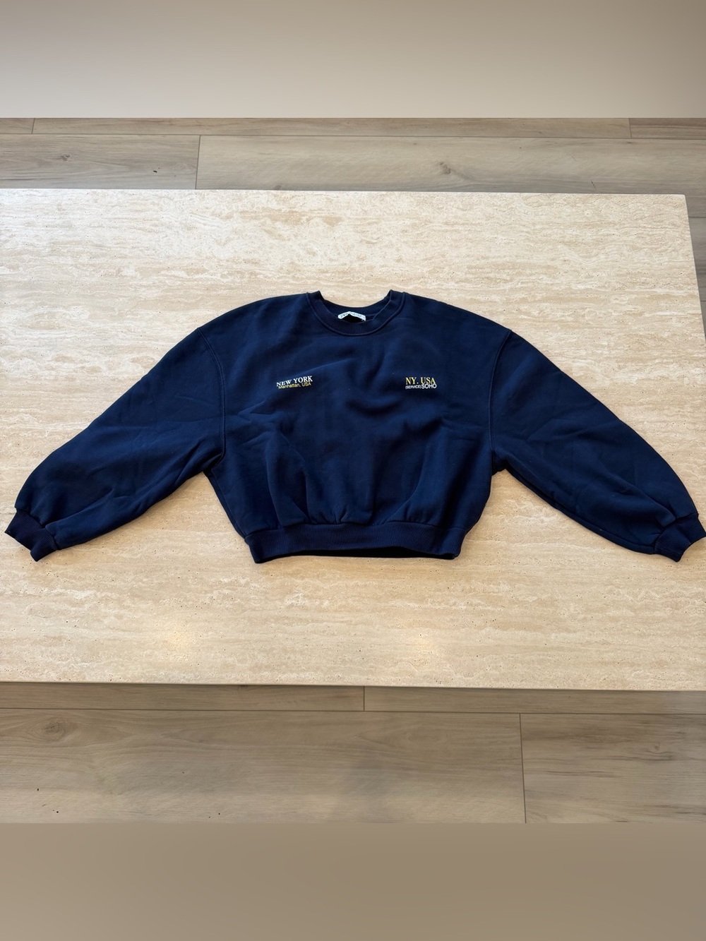 Zara Navy women’s Slogan Crewneck Sweatshirt